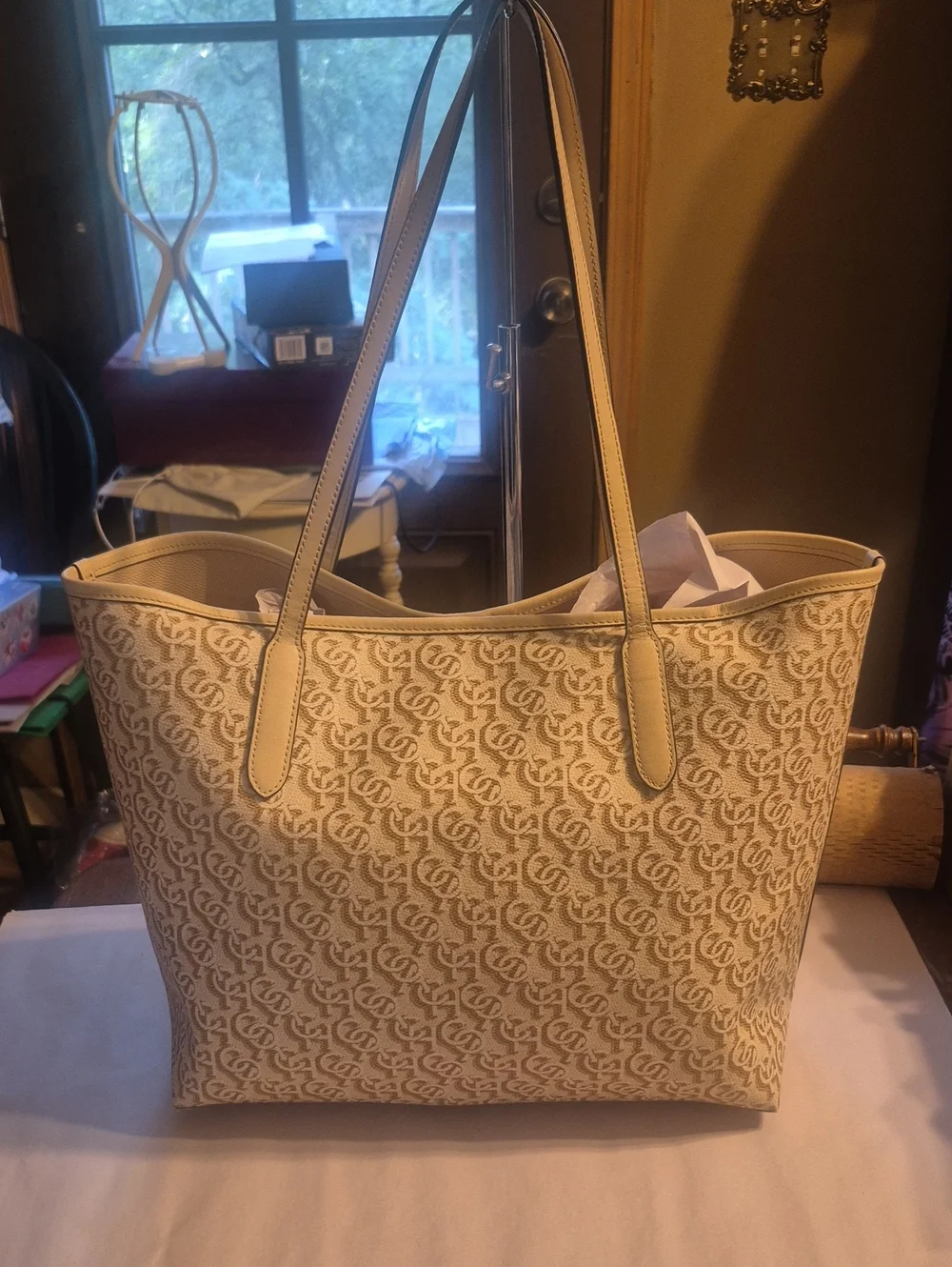 Coach Beige & Cream Signature Canvas Tote